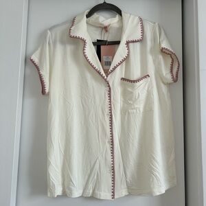 Eberjey pajama top with scalloped trim NWT